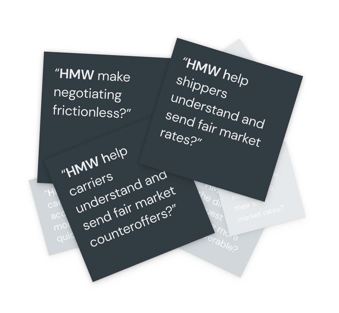 HMW make negotiating frictionless? HMW help shippers understand and send fair market rates? HMW help carriers understand and send fair market counteroffers?